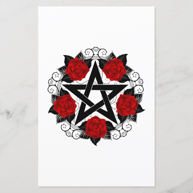Pentagram met rode rozen (Voorkant)