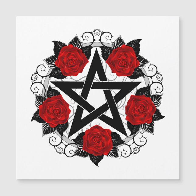 Pentagram met rode rozen (Voorkant)
