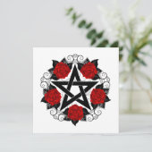 Pentagram met rode rozen aankondiging (Staand voorkant)