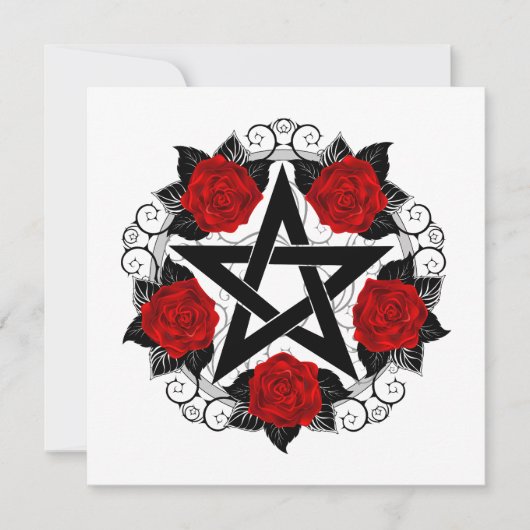 Pentagram met rode rozen aankondiging (Voorkant)