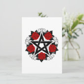 Pentagram met rode rozen aankondiging (Staand voorkant)