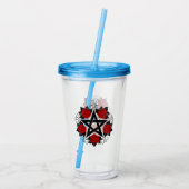 Pentagram met rode rozen acryl drinkbeker (Achterkant)