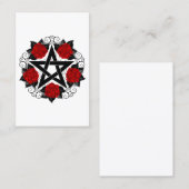 Pentagram met rode rozen afsprakenkaartje (Voorkant / Achterkant)
