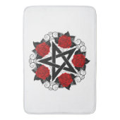 Pentagram met rode rozen badmat (Voorkant Verticaal)