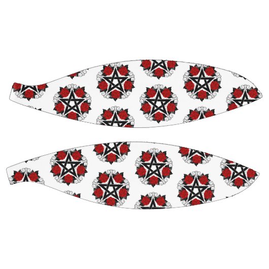 Pentagram met rode rozen basketbal (Panelen)