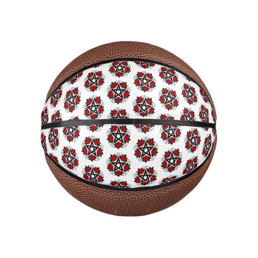 Pentagram met rode rozen basketbal (Voorkant)