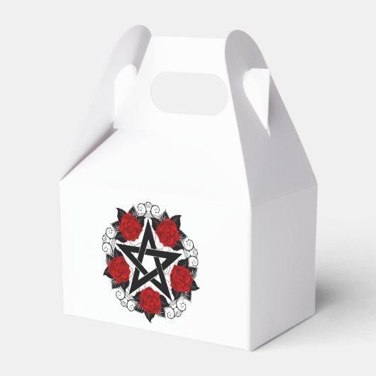 Pentagram met rode rozen bedankdoosjes (Voorkant Zijde)