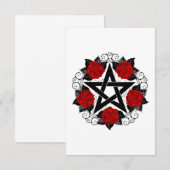 Pentagram met rode rozen bedankkaart (Voorkant / Achterkant)