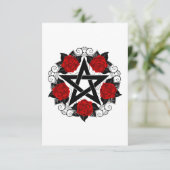 Pentagram met rode rozen bedankkaart (Staand voorkant)