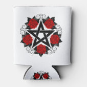 Pentagram met rode rozen blikjeskoeler (Voorkant)