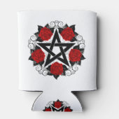 Pentagram met rode rozen blikjeskoeler (Achterkant)