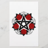 Pentagram met rode rozen briefpapier (Voorkant)