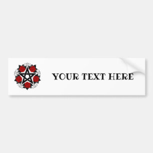 Pentagram met rode rozen bumpersticker