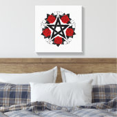 Pentagram met rode rozen canvas afdruk (Insitu (Slaapkamer))