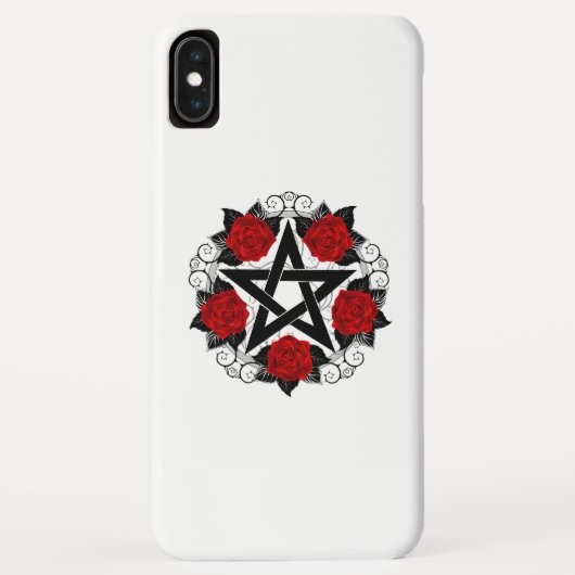Pentagram met rode rozen Case-Mate iPhone case (Achterkant)