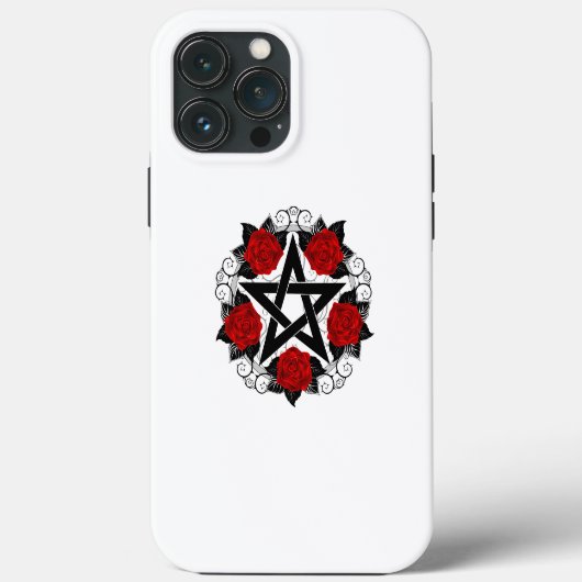 Pentagram met rode rozen Case-Mate iPhone case (Achterkant)