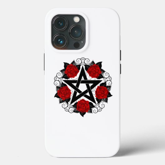 Pentagram met rode rozen Case-Mate iPhone case (Achterkant)