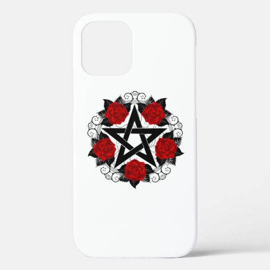 Pentagram met rode rozen Case-Mate iPhone case (Achterkant)