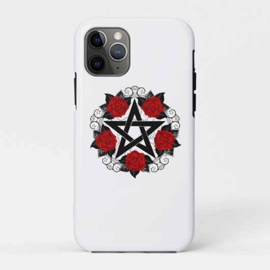 Pentagram met rode rozen Case-Mate iPhone case (Achterkant)