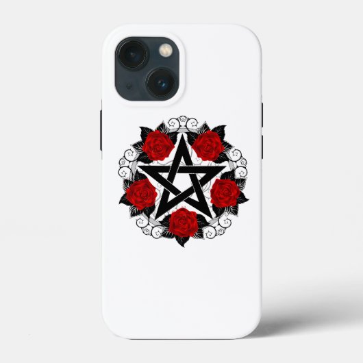 Pentagram met rode rozen Case-Mate iPhone case (Achterkant)