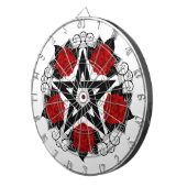 Pentagram met rode rozen dartbord (Voorkant Rechts)