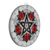 Pentagram met rode rozen dartbord (Voorkant Links)