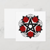 Pentagram met rode rozen feestdagenkaart (Voorkant / Achterkant)