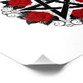 Pentagram met rode rozen foto afdruk (Hoek)