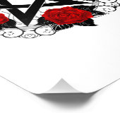 Pentagram met rode rozen foto afdruk (Hoek)