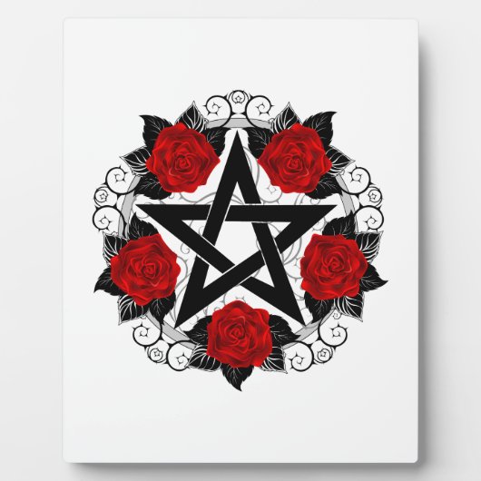 Pentagram met rode rozen fotoplaat (Voorkant)