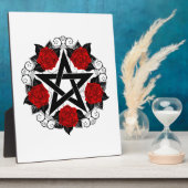 Pentagram met rode rozen fotoplaat (Zijkant)
