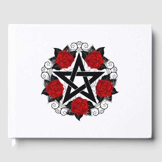 Pentagram met rode rozen gastenboek (Voorkant)