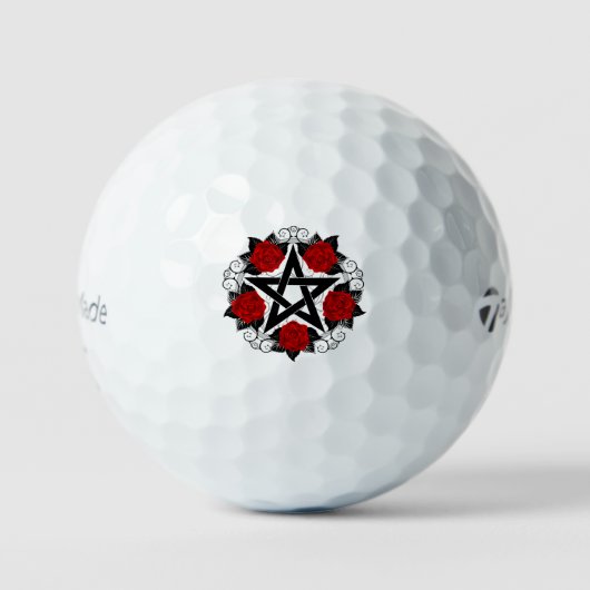 Pentagram met rode rozen golfballen (Voorkant)