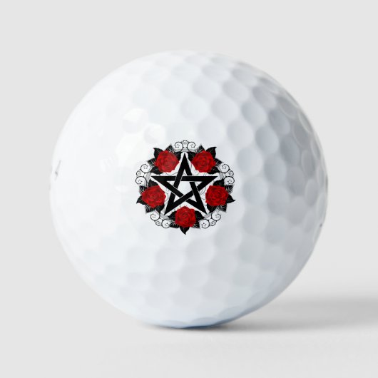 Pentagram met rode rozen golfballen (Voorkant)
