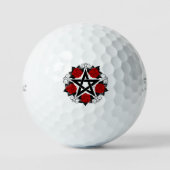 Pentagram met rode rozen golfballen (Voorkant)