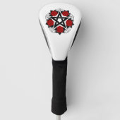 Pentagram met rode rozen golfheadcover (Voorkant)