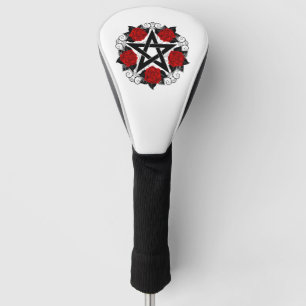 Pentagram met rode rozen golfheadcover
