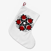 Pentagram met rode rozen grote kerstsok (Voorkant (Hangend))