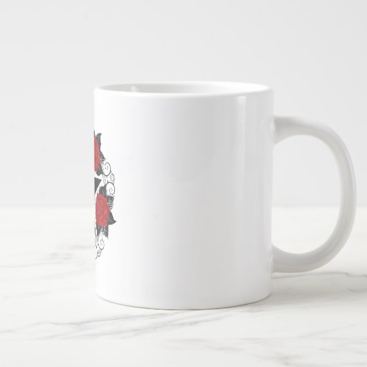 Pentagram met rode rozen grote koffiekop (Rechts)