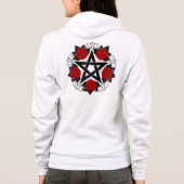 Pentagram met rode rozen hoodie (Achterkant)