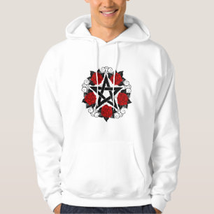 Pentagram met rode rozen hoodie