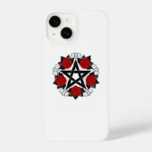Pentagram met rode rozen iPhone hoesje (Achterkant)