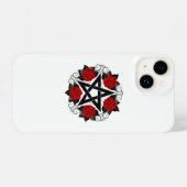 Pentagram met rode rozen iPhone hoesje (Achterkant horizontaal)