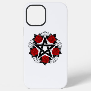 Pentagram met rode rozen iPhone 12 pro max hoesje