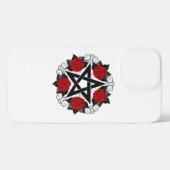 Pentagram met rode rozen iPhone hoesje (Achterkant horizontaal)