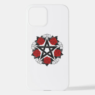 Pentagram met rode rozen iPhone 12 hoesje