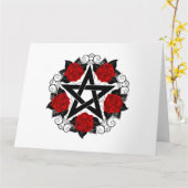 Pentagram met rode rozen kaart (Gele Bloem)