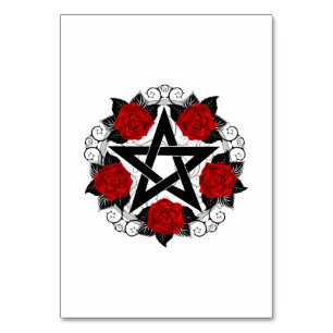 Pentagram met rode rozen kaart