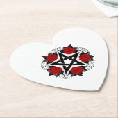 Pentagram met rode rozen kartonnen onderzetters (Gekanteld)