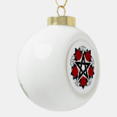 Pentagram met rode rozen keramische bal ornament (Links)